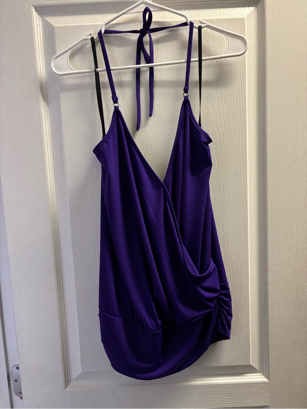BEBE Purple Wrap-Style Halter top- Size medium. NWT.